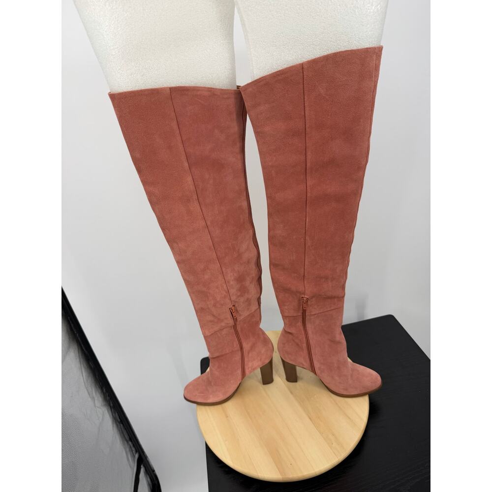 Sezane Anaelle Suede Over the Knee Boots EU 37 US 6 Dusty Pink 70s Romantic Boho - Picture 9 of 16